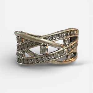 Orbit Diamond Sterling Silver Ring Engagement 1/2 CTTW Band